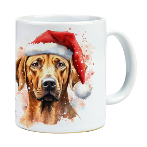 christmasbeker_dixie, keramieken mok, keramieken beker, rhodesian ridgeback, pronkrug