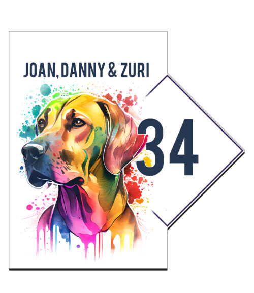 Joan, Danny Zuri, waakbord, huisnummerbord, rhodesian ridgeback