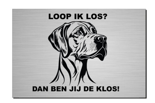 Loop ik Los, Kanzi, aluminium of wit dibond, rhodesian ridgeback, waakbord