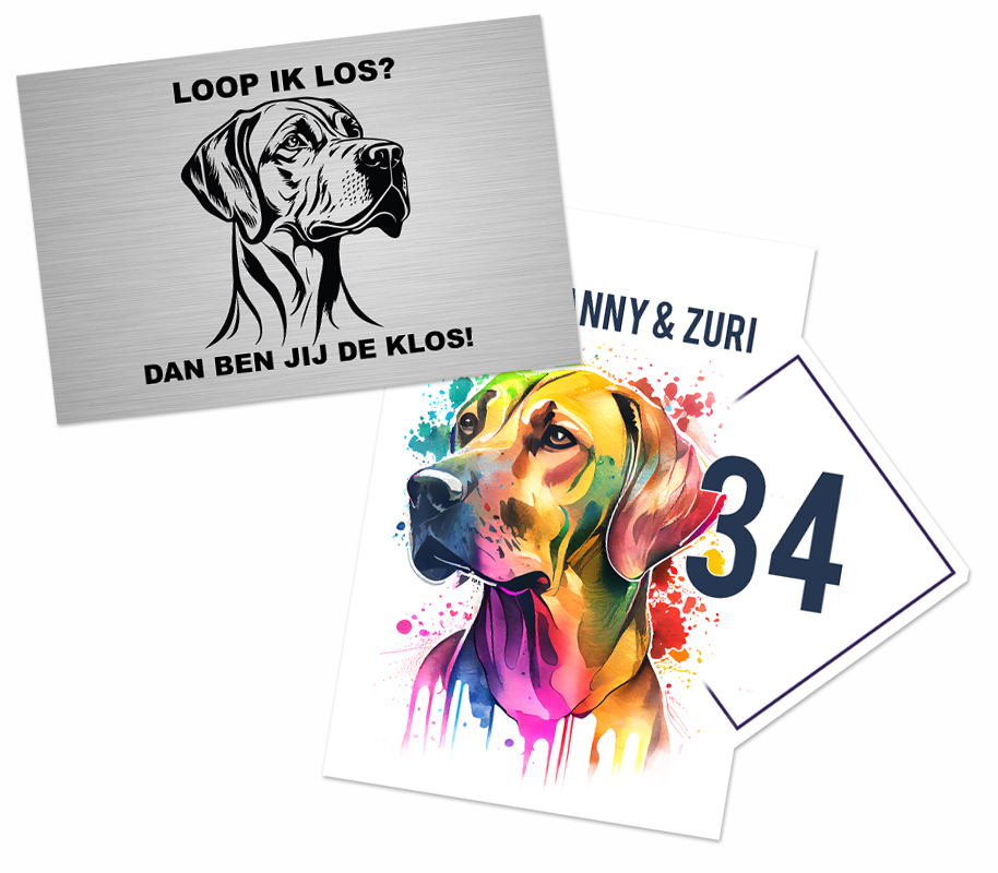 waakbordjes, rhodesian ridgeback, huisnummerbordjes