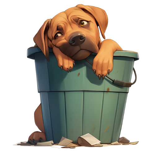 Container Sticker Ridgie in Trash