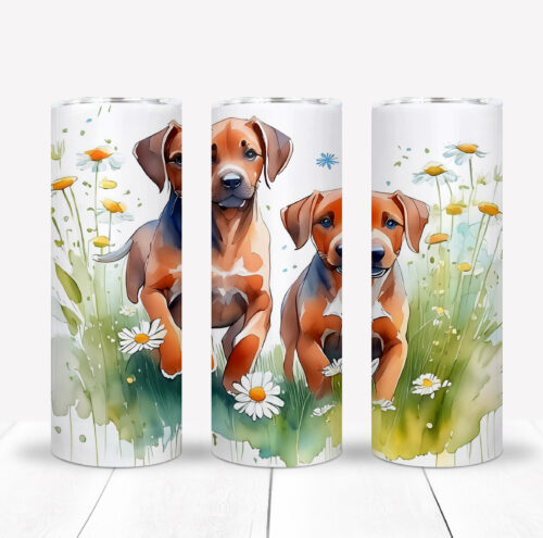 two puppies in the grass, rhodesian ridgeback shop, tumbler