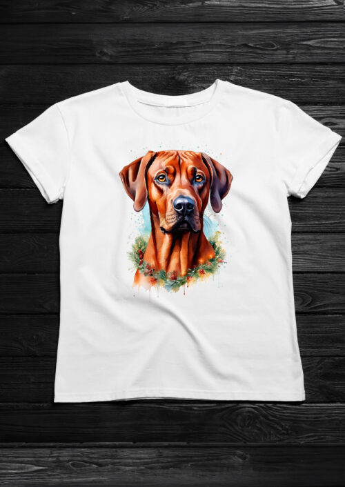 T-shirt 'Christmas RR', rhodesian ridgebacks, t-shirt bedrukken, kerst