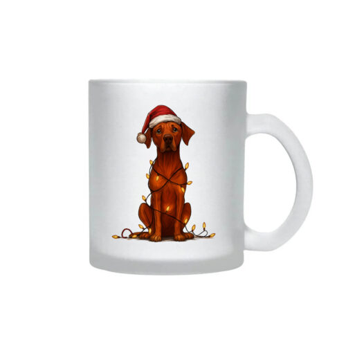 Theeglas 'Christmas RR' Dit theeglas heeft een afbeelding van een Ridgeback verstrengeld in een kerstlichtjes.